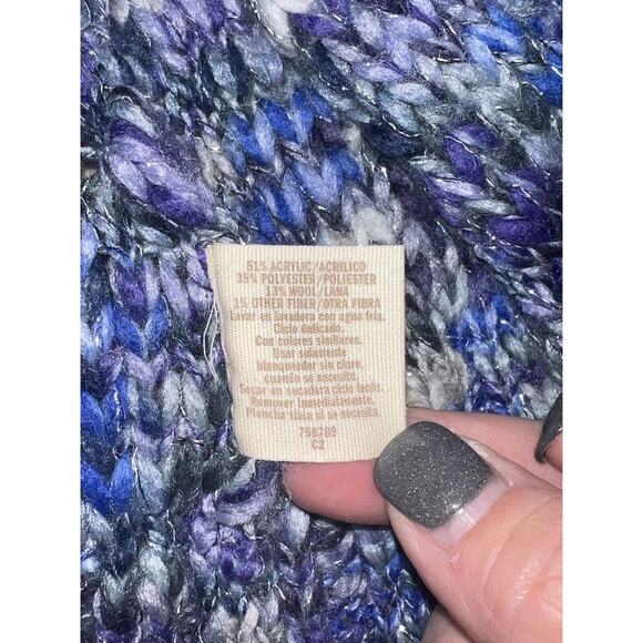 Decree Short Sleeve Wrap Marled Blue Purple Silver Black Belt Sweater M - Picture 6 of 6